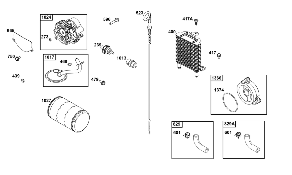 Lubrication Group Diagram and Parts List for 541477-2240-H7 400000 - 699999 Briggs and Stratton Engine